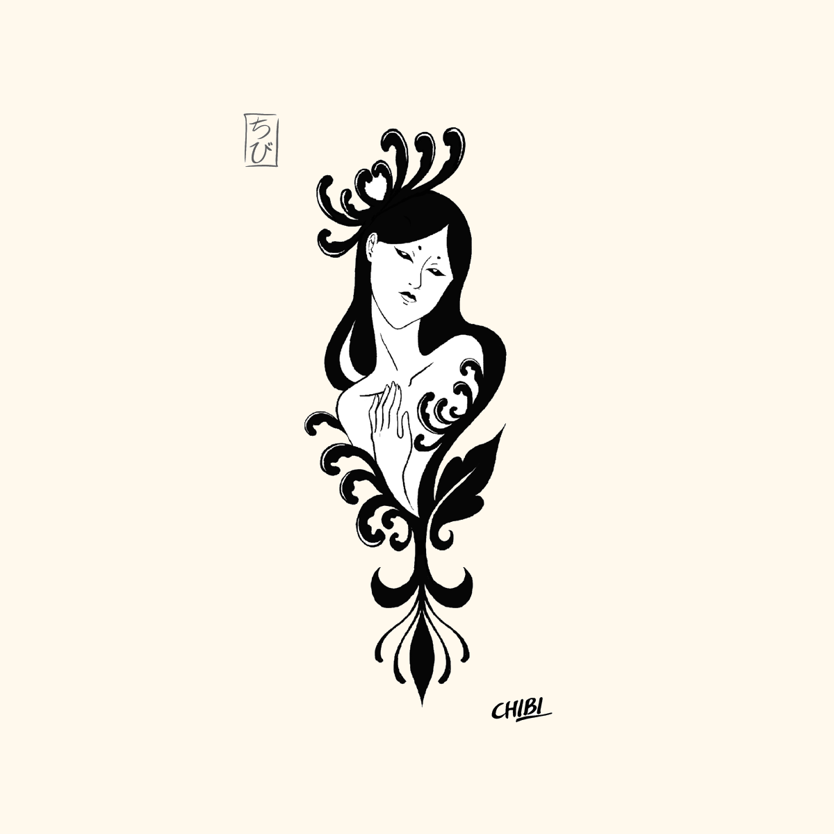 Mujer flores ornamentales